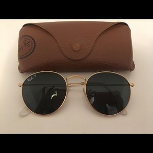 Round 50mm Gold Ray-Ban Sunglasses
