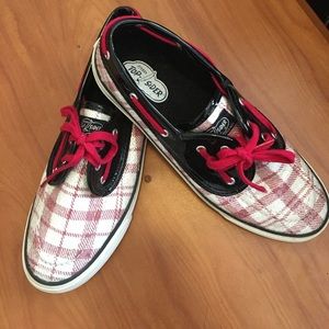 Sperry Seamate Cream/Red Plaid Top-Siders