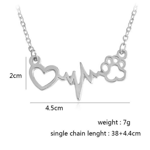 New Arrival!! Dog Paw Love Heartbeat Necklace - Picture 4 of 8
