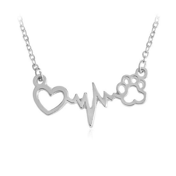 New Arrival!! Dog Paw Love Heartbeat Necklace - Picture 5 of 8