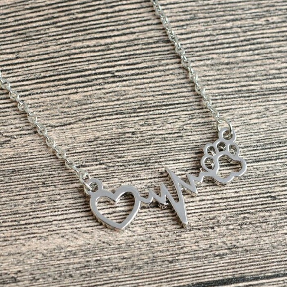 New Arrival!! Dog Paw Love Heartbeat Necklace - Picture 7 of 8