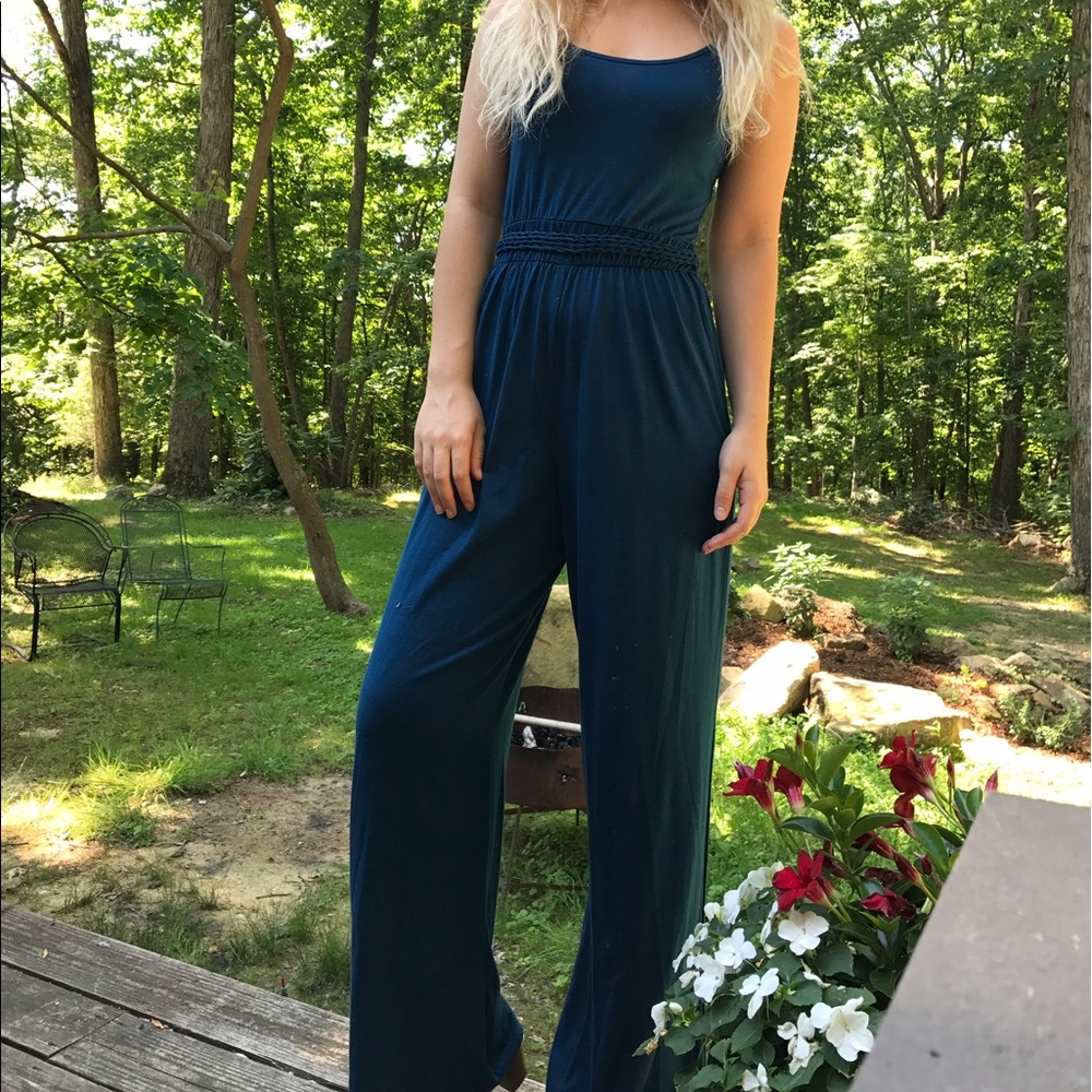 Dark Blue Floor Length Romper