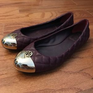 Tory Burch classic merlot quilt flats