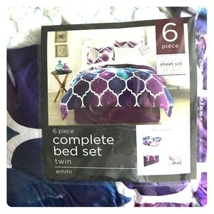 Purple/Blue Complete Twin Bed Set