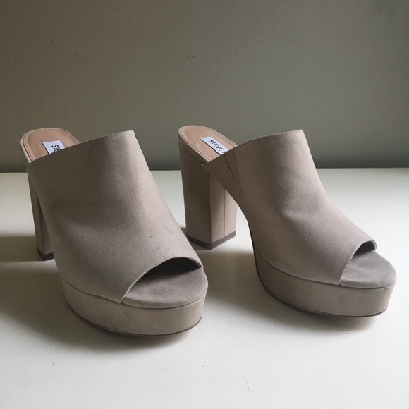 suede nude mules