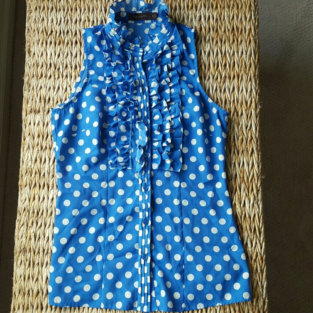 Polka dot blouse. Button down.