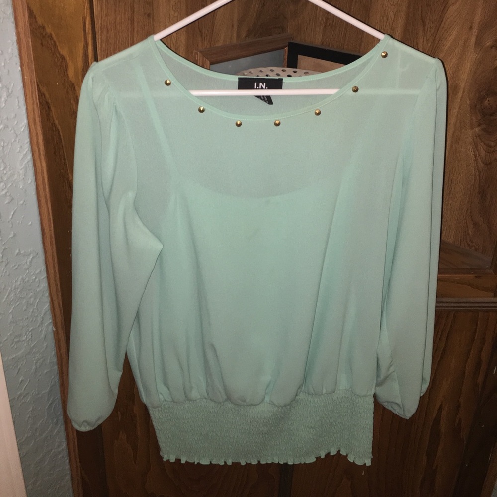 Baby Blue long sleeve shirt with studs