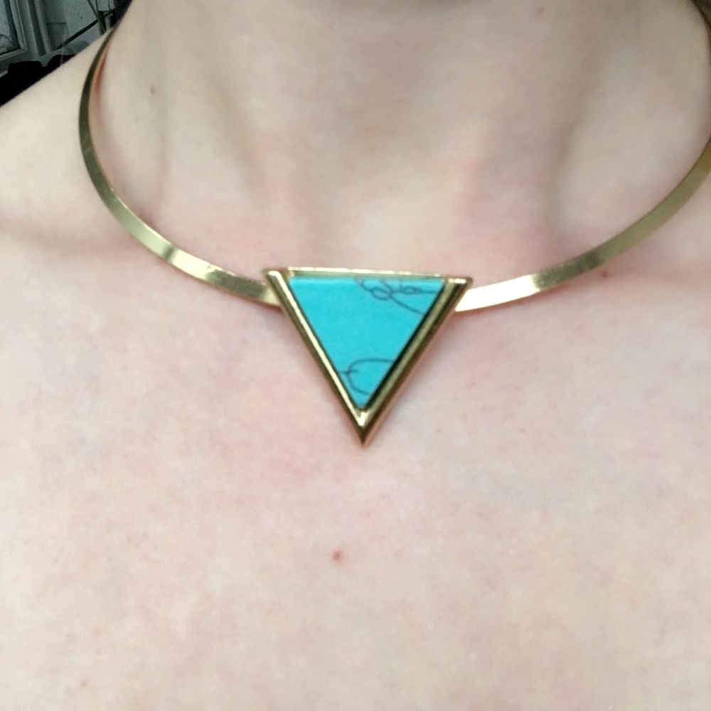"Zoe" Gold Turquoise Marble Bohemian Cuff Necklace - Picture 2 of 3