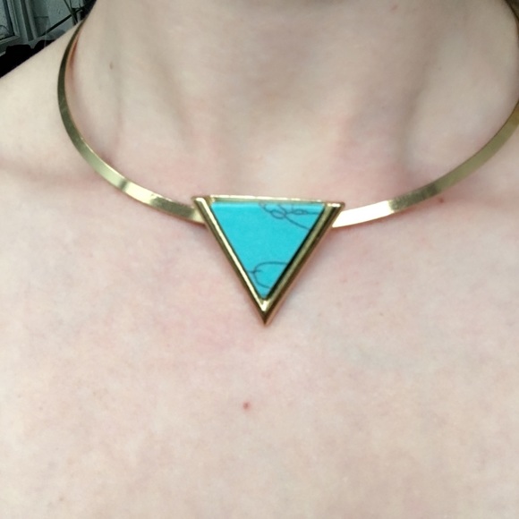 "Zoe" Gold Turquoise Marble Bohemian Cuff Necklace - Picture 2 of 3