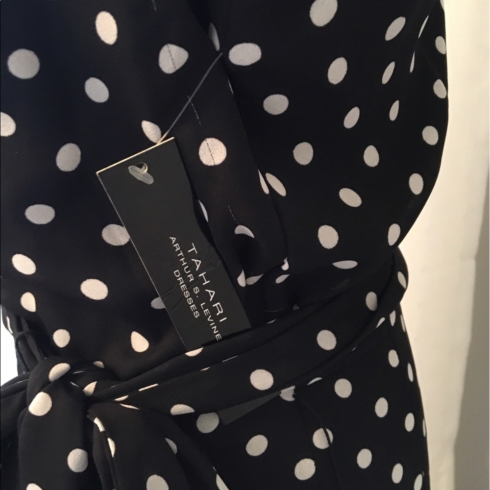 Tahari Black and White Polka Dot Dress - Picture 3 of 6
