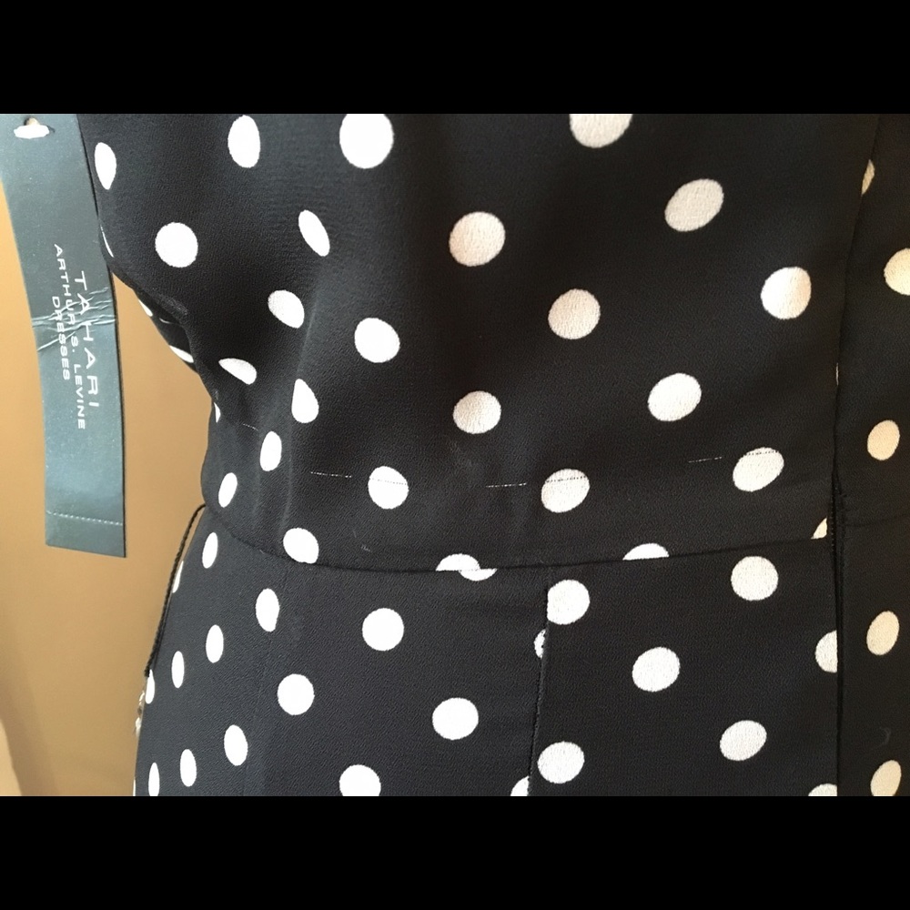 Tahari Black and White Polka Dot Dress - Picture 4 of 6