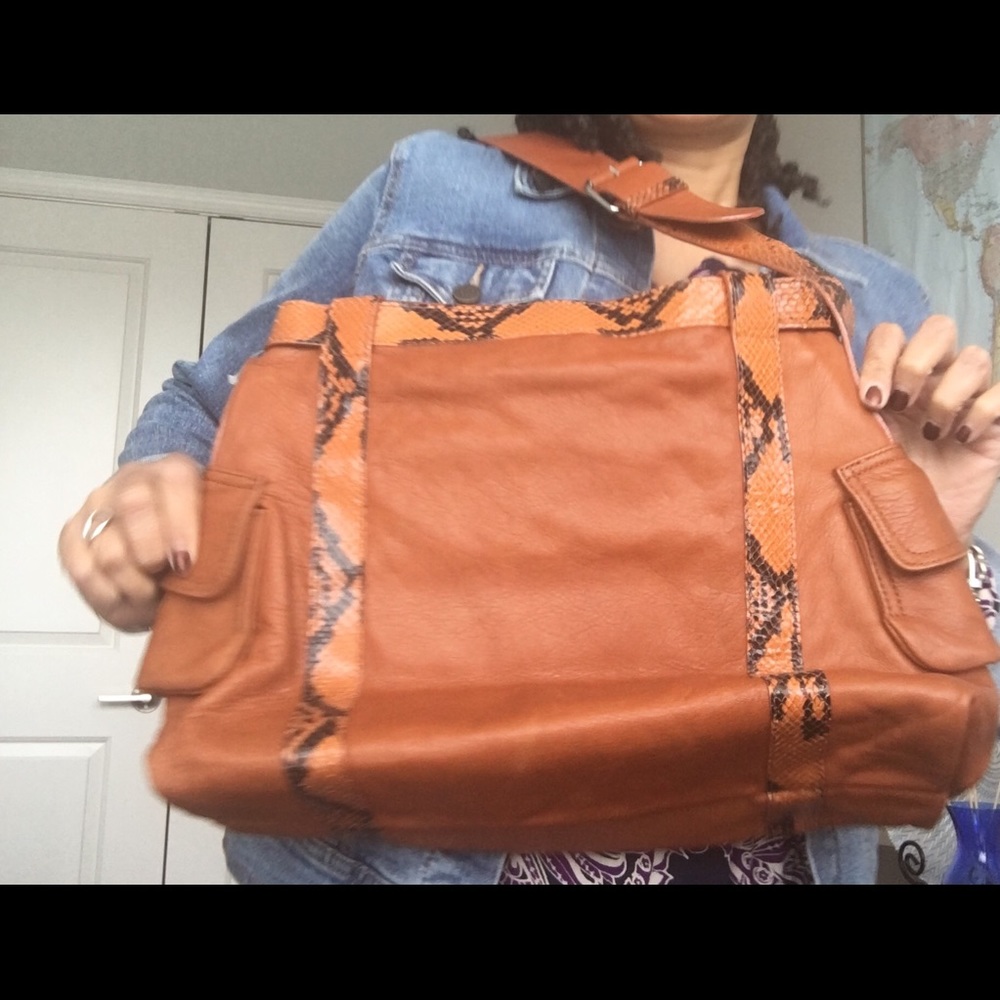 Berger Italian Leather & Snakeskin Shoulder Bag NWOT