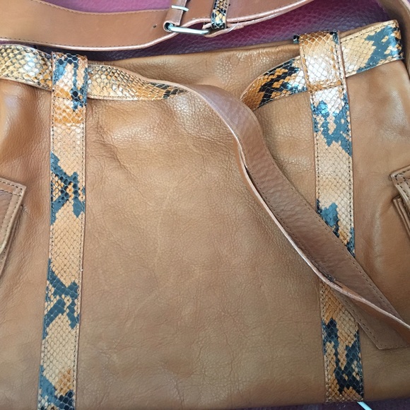 Berger Italian Leather & Snakeskin Shoulder Bag NWOT - Picture 6 of 7