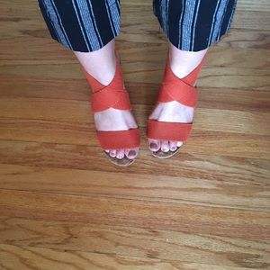 Platform wedges, cloth straps