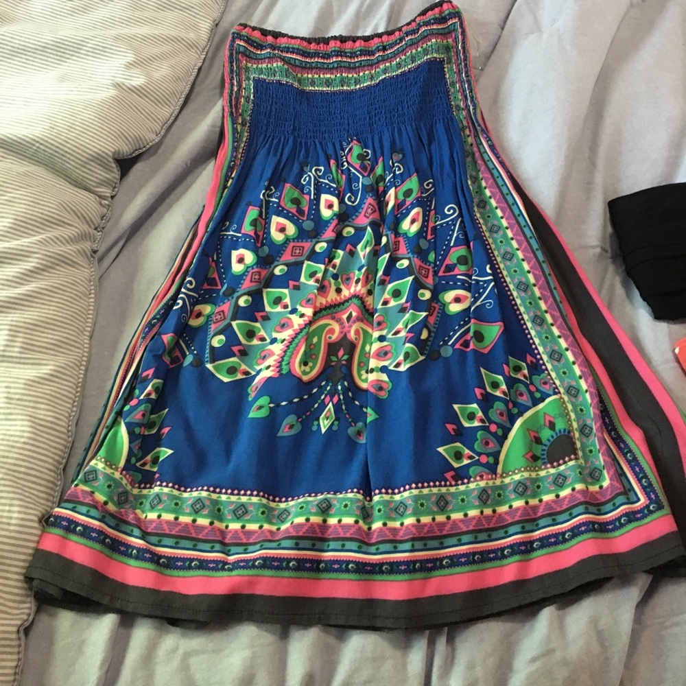 Colorful strapless dress