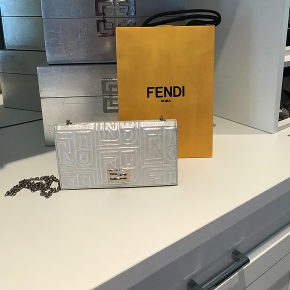 Fendi Handbags - Fendi silver wallet on a chain.
