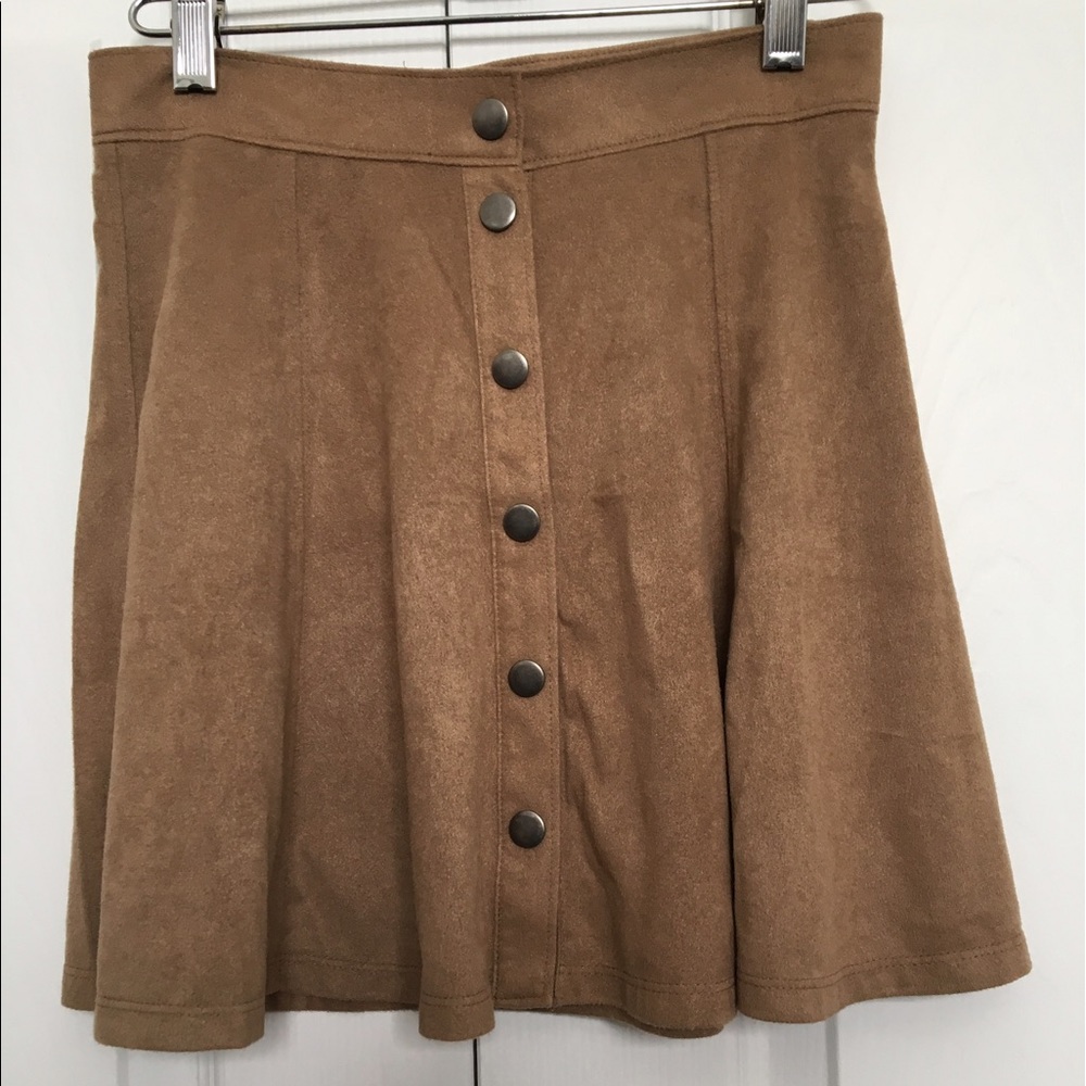 Tan Suede Button Up Skirt