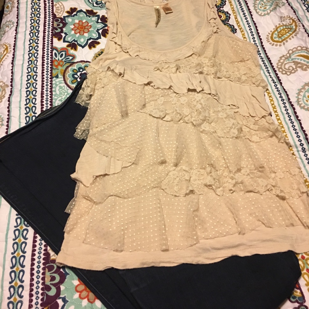Lace Ruffle Tank Top