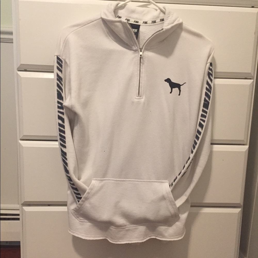 PINK victoria's secret white half zip