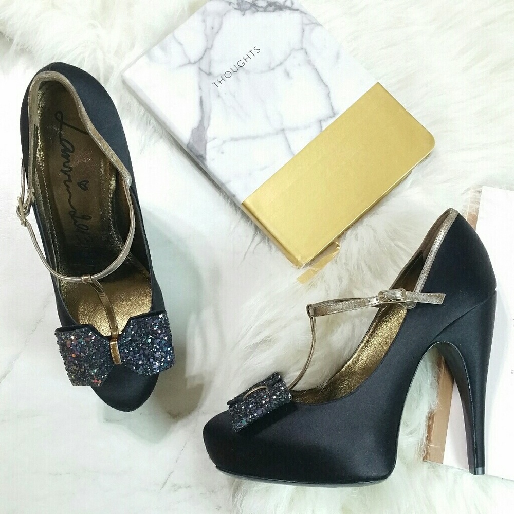 LANVIN glitter bow satin platform pump ⬇️