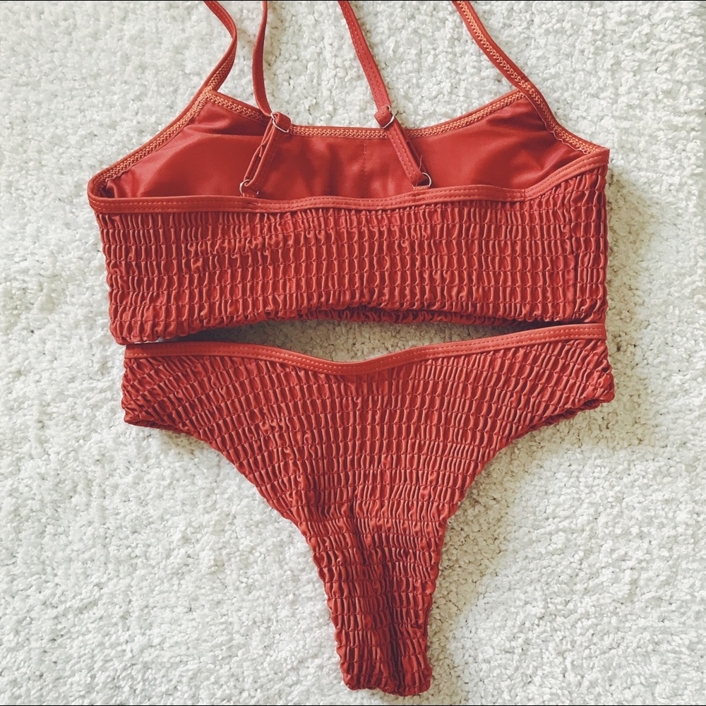 Ruche cheeky sexy orange bikini - Picture 3 of 3
