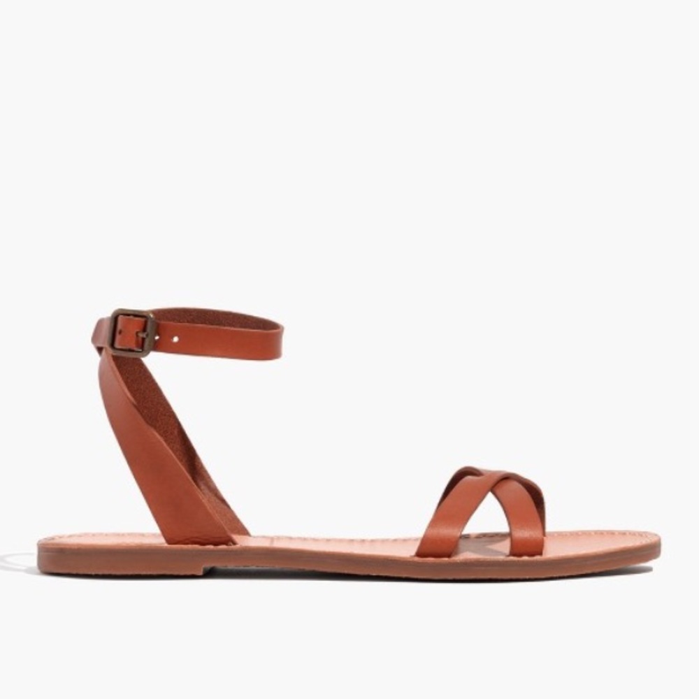 Madewell Boardwalk Ankle-Wrap Sandal Saddle Brown