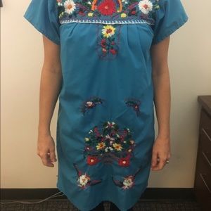 Blue Mexican (fiesta) embroidered dress