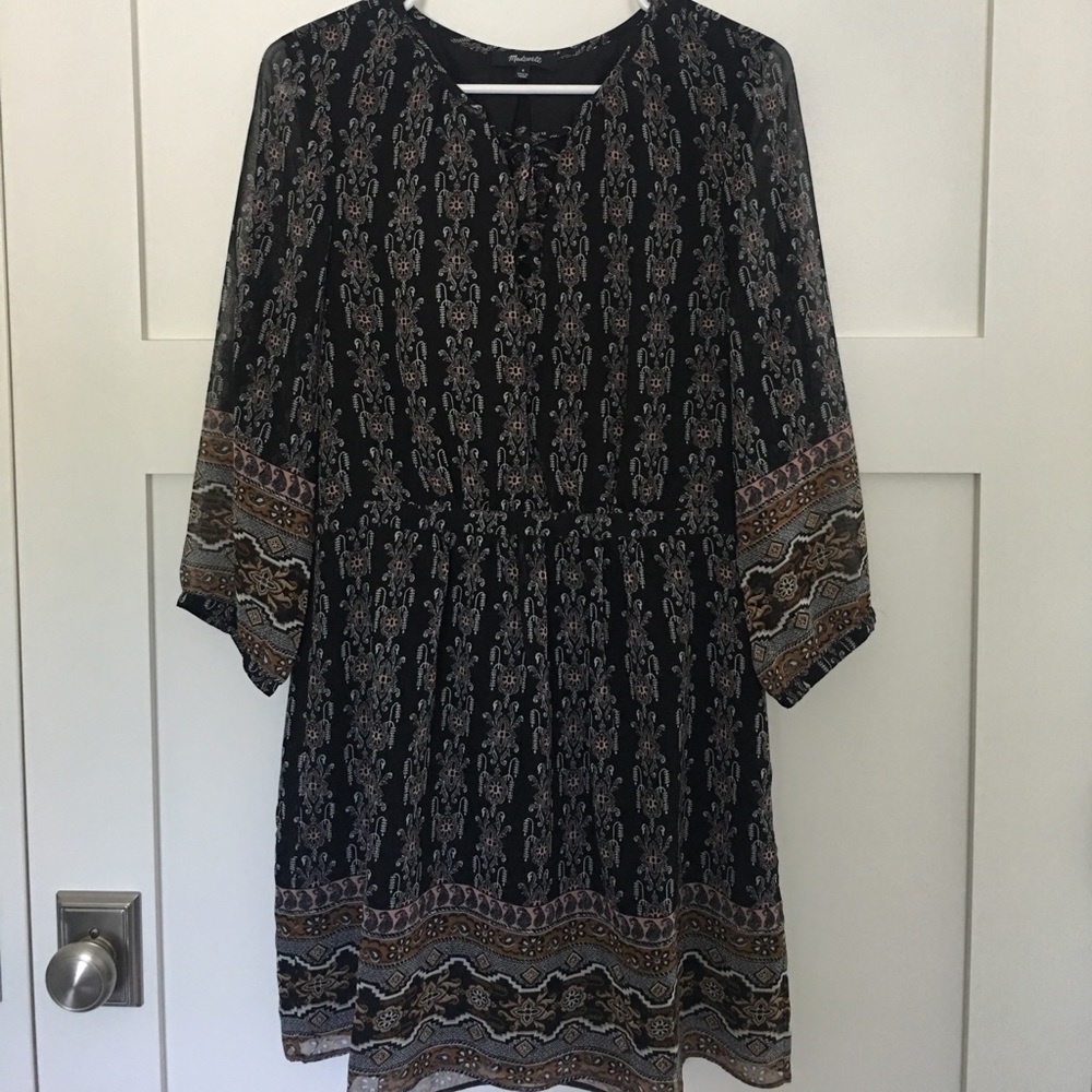 PRINTED BLACK ✨MADEWELL✨ DRESS!