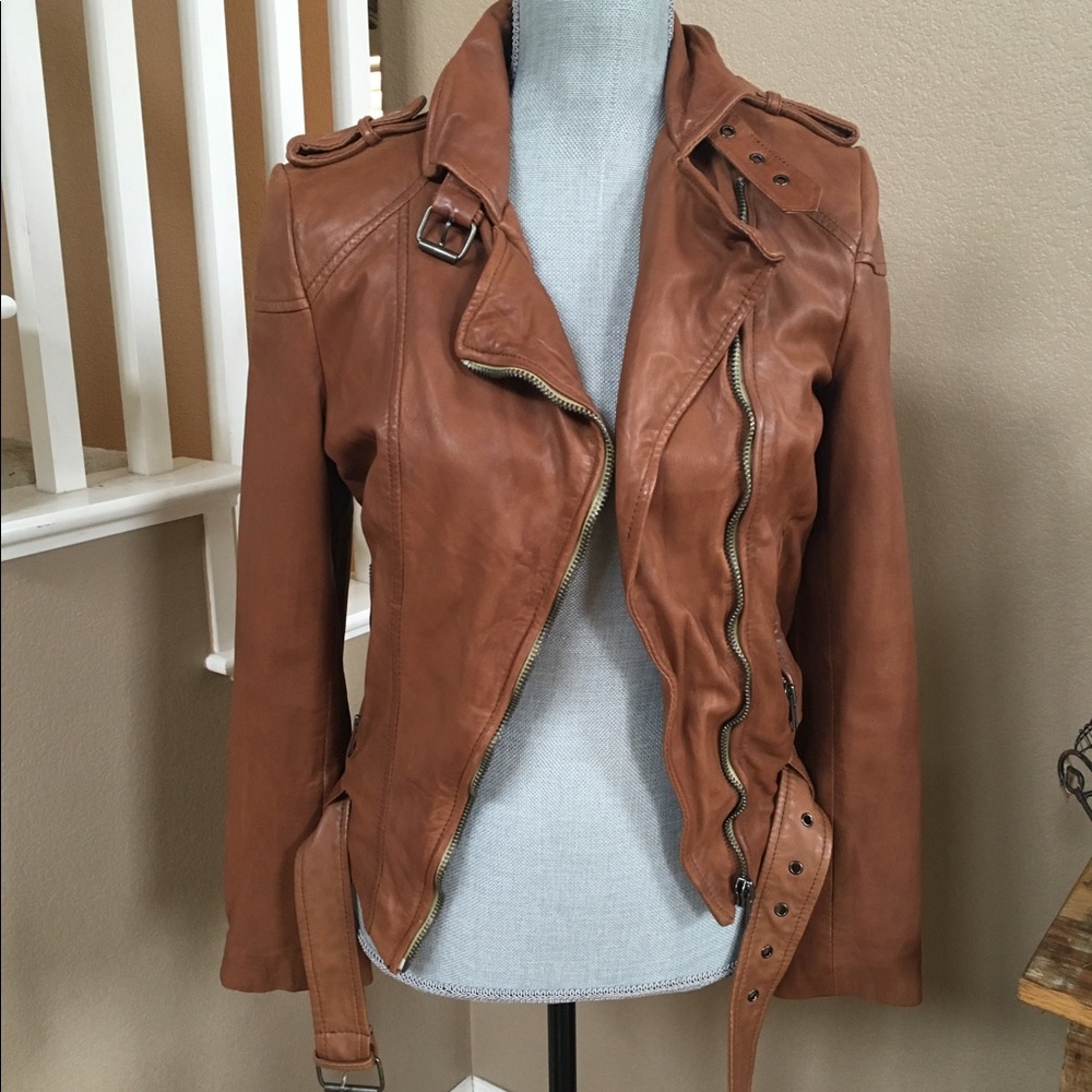Soft Brown Leather Jacket by Muubaa sold by Free P