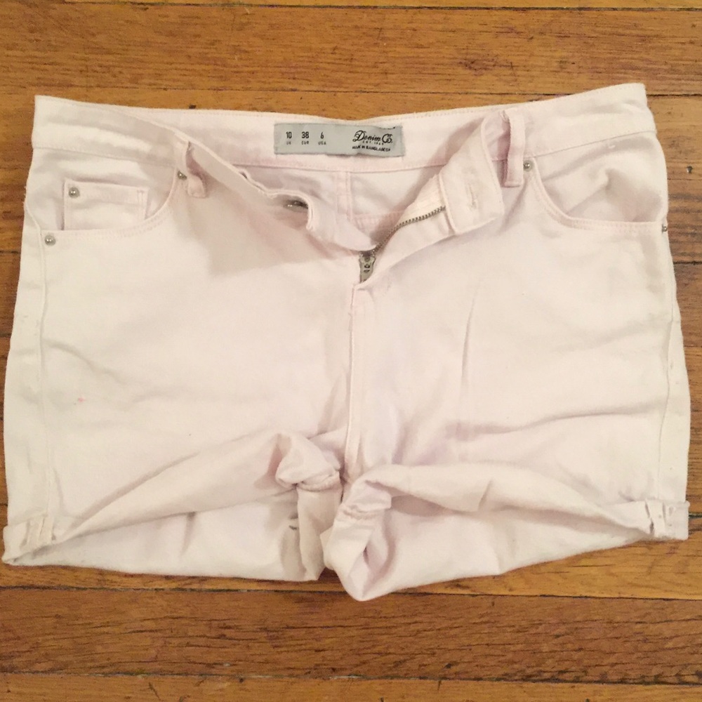 Denim Co. pink denim-cotton high waist shorts