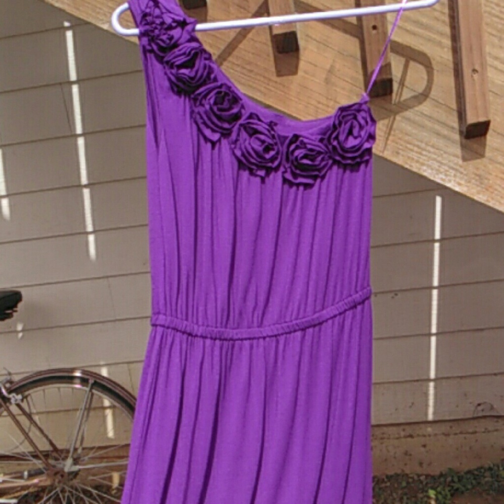 Flirty Purple Dress w/ Fabric Rose Embellishments