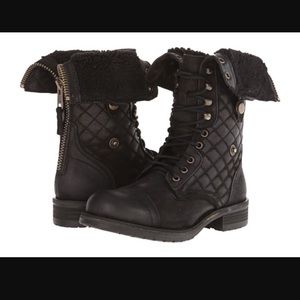 Black Steve Madden Combt Boots