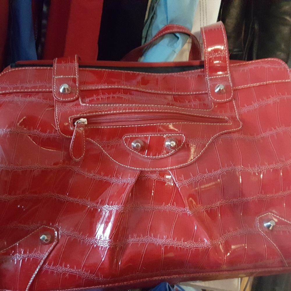Bright red laptop bag