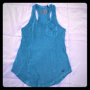 Guess tie dyed green tank with pocket detail