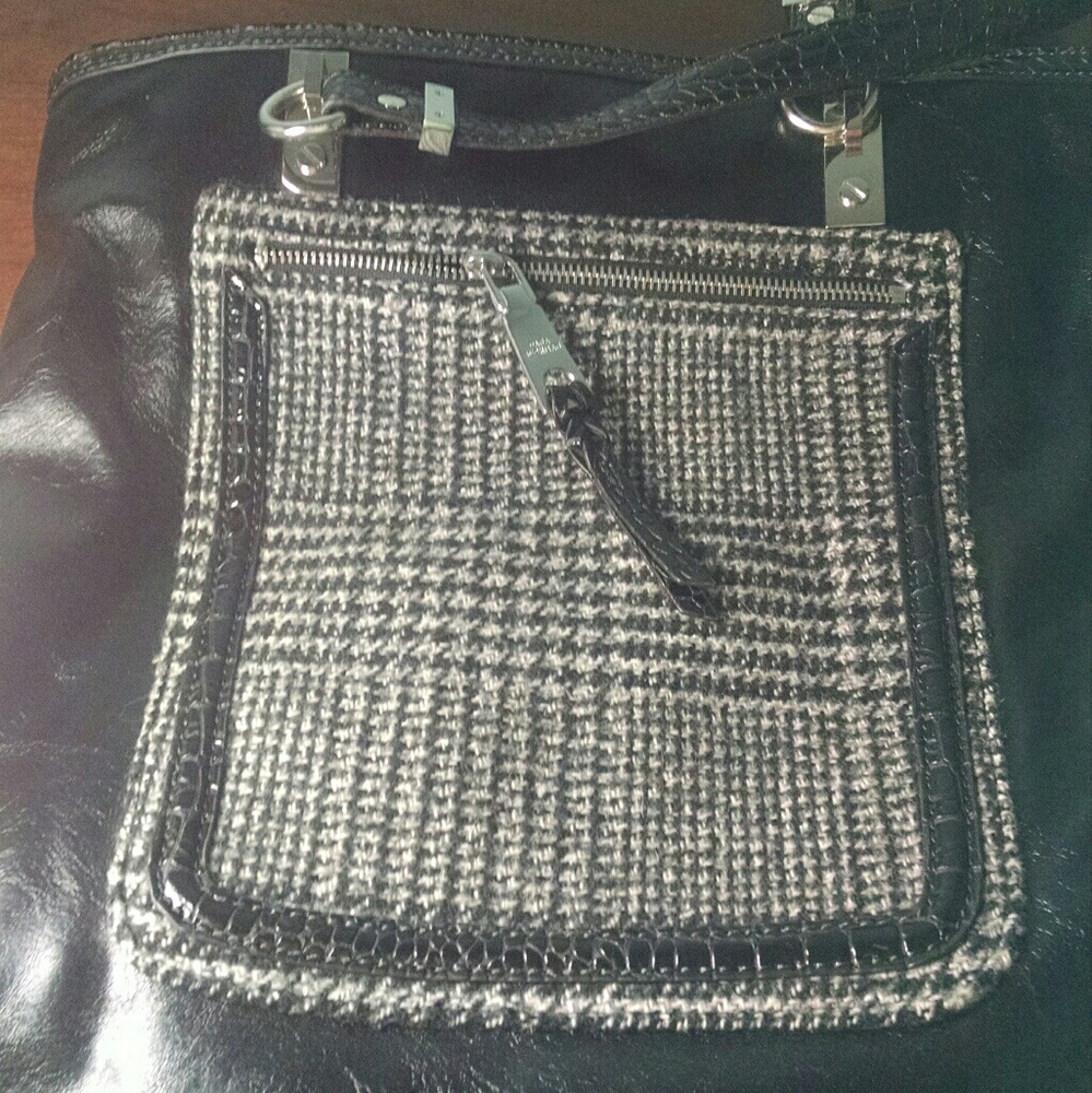 Dana Buchman Herringbone and Black Tote