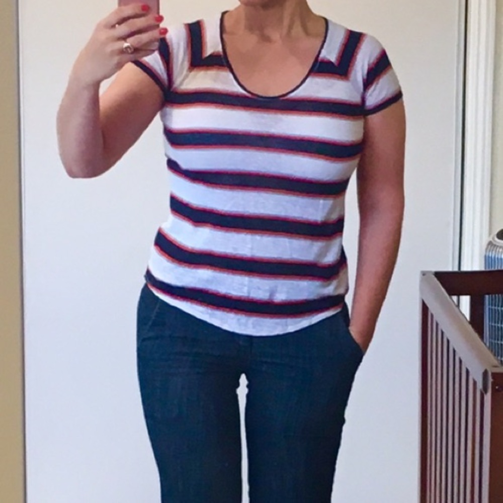 JCP Striped Linen Top - sz S