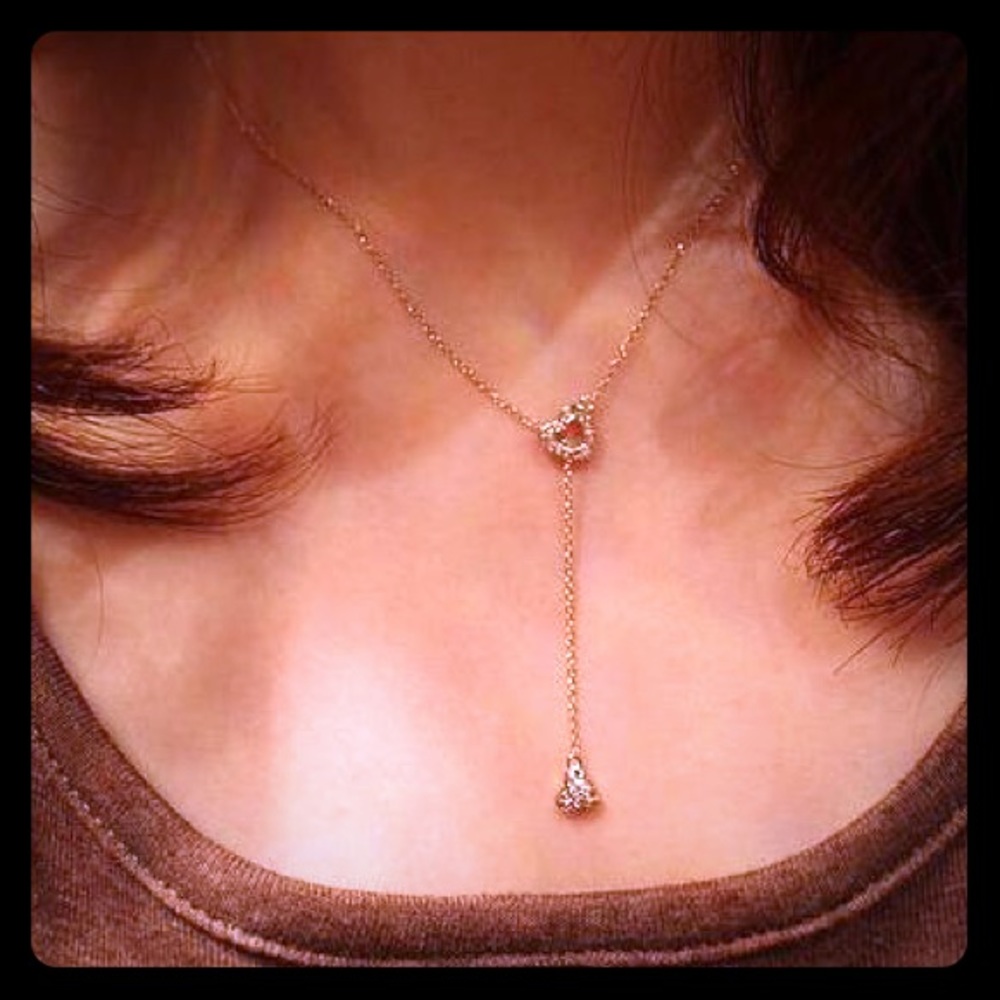 new double hearts rose gold plated necklace