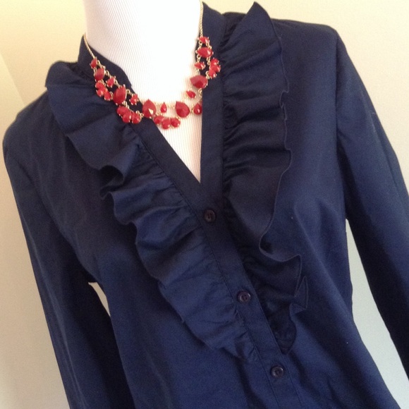 Ann Taylor Tops - EUC Ann Taylor Ruffle Button Blouse 4