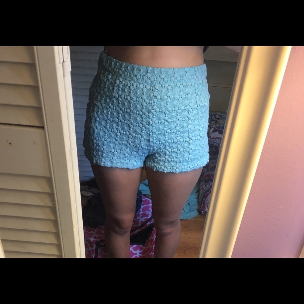 Blue lace shorts