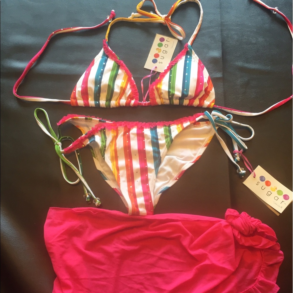 NWT Sugar bikini and coverup 🌈