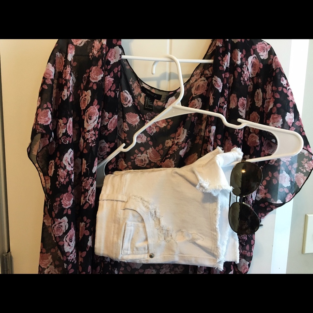 Banana Republic sunglasses, F21 kimono, GB shorts