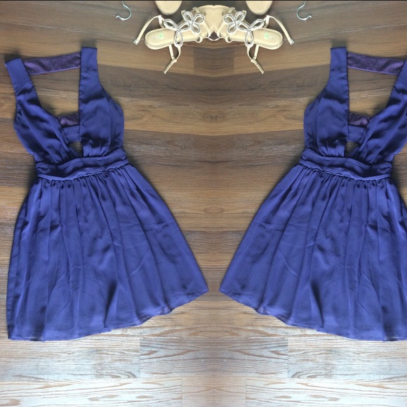 Purple ASOS Deep V Dress - Picture 1 of 8