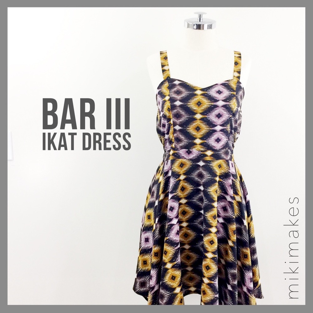 [ bar III ] ikat printed dress mustard purple
