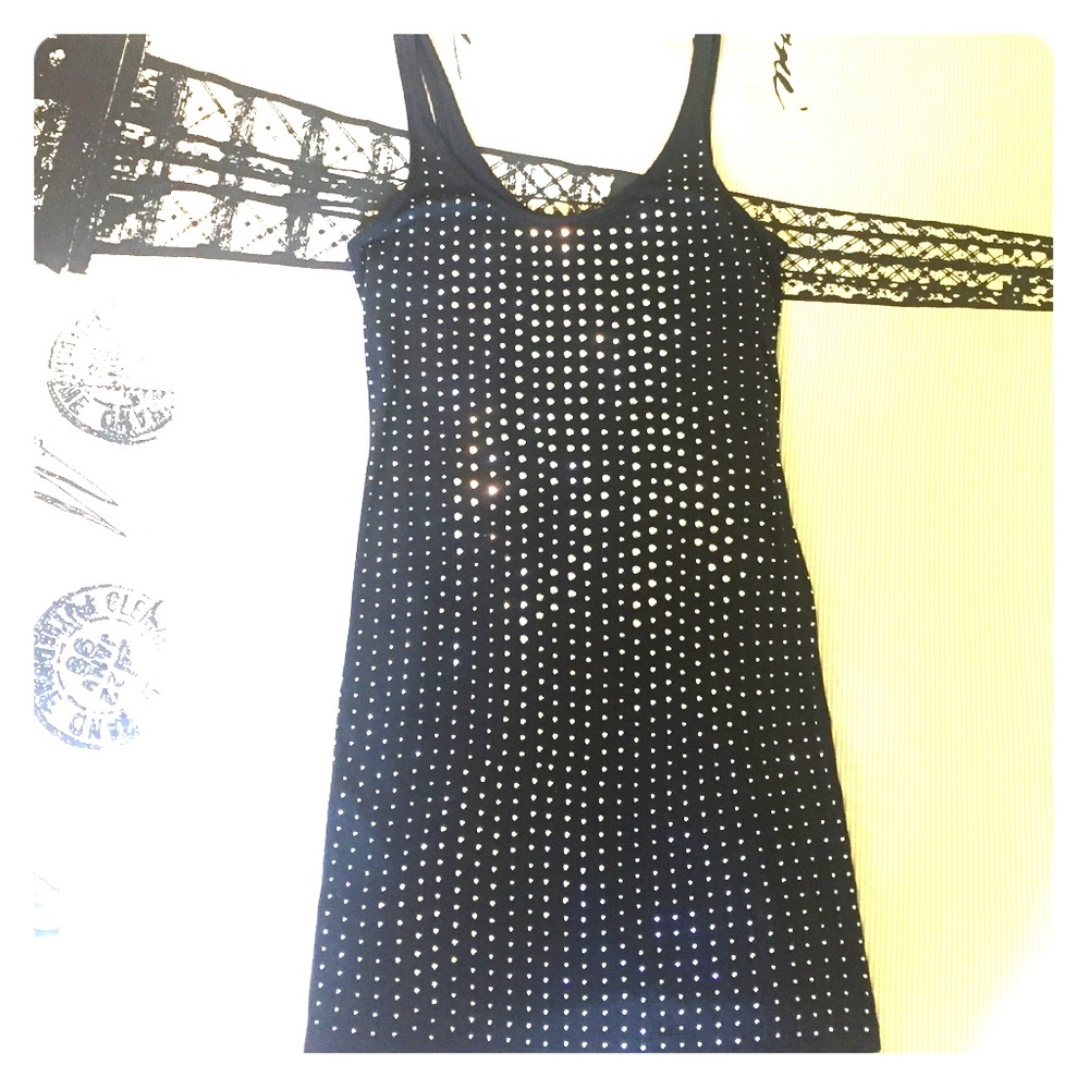 NWOT EXPRESS Black Tank Top Tunic Dress Rhinestone