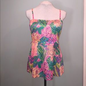 Vintage 1960s Tropical Tankini Swimsuit LARGE