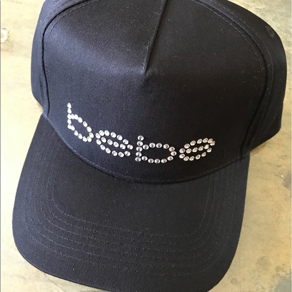 bebe LOGO RHINESTONE BASEBALL CAP Black - Picture 2 of 3
