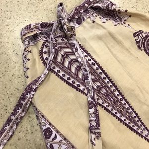 Tan and purple wrap around long skirt.