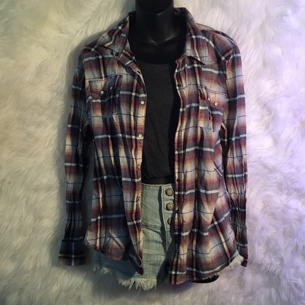 Grunge Plaid Button Up Flannel