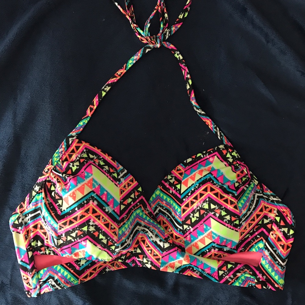 victoria secret pink aztec halter cutout swim top