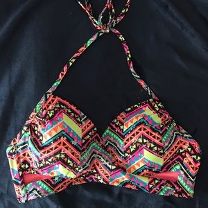 victoria secret pink aztec halter cutout swim top